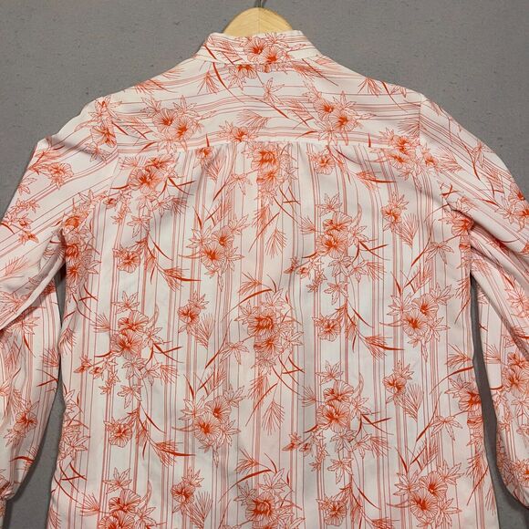 Vintage‎ 70s Koret Of California Women Medium Floral Blouse Union Made Orange - Picture 9 of 11